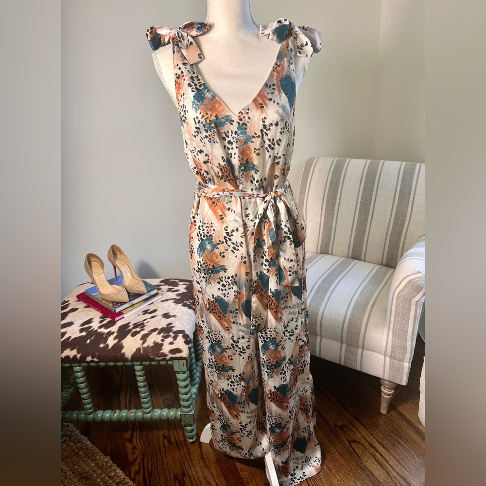 Fab’rik animal print jumpsuit with tie waist and belt